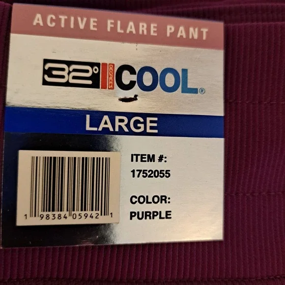 32 Degrees Active Flare Pant Womens L Purple NWT Ribbed Pockets 807-191 - Picture 3 of 4